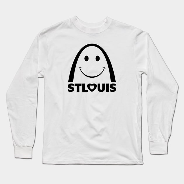 St. Louis (Saint Louis) Smiley Face Arch - black Long Sleeve T-Shirt by MitchLinhardt